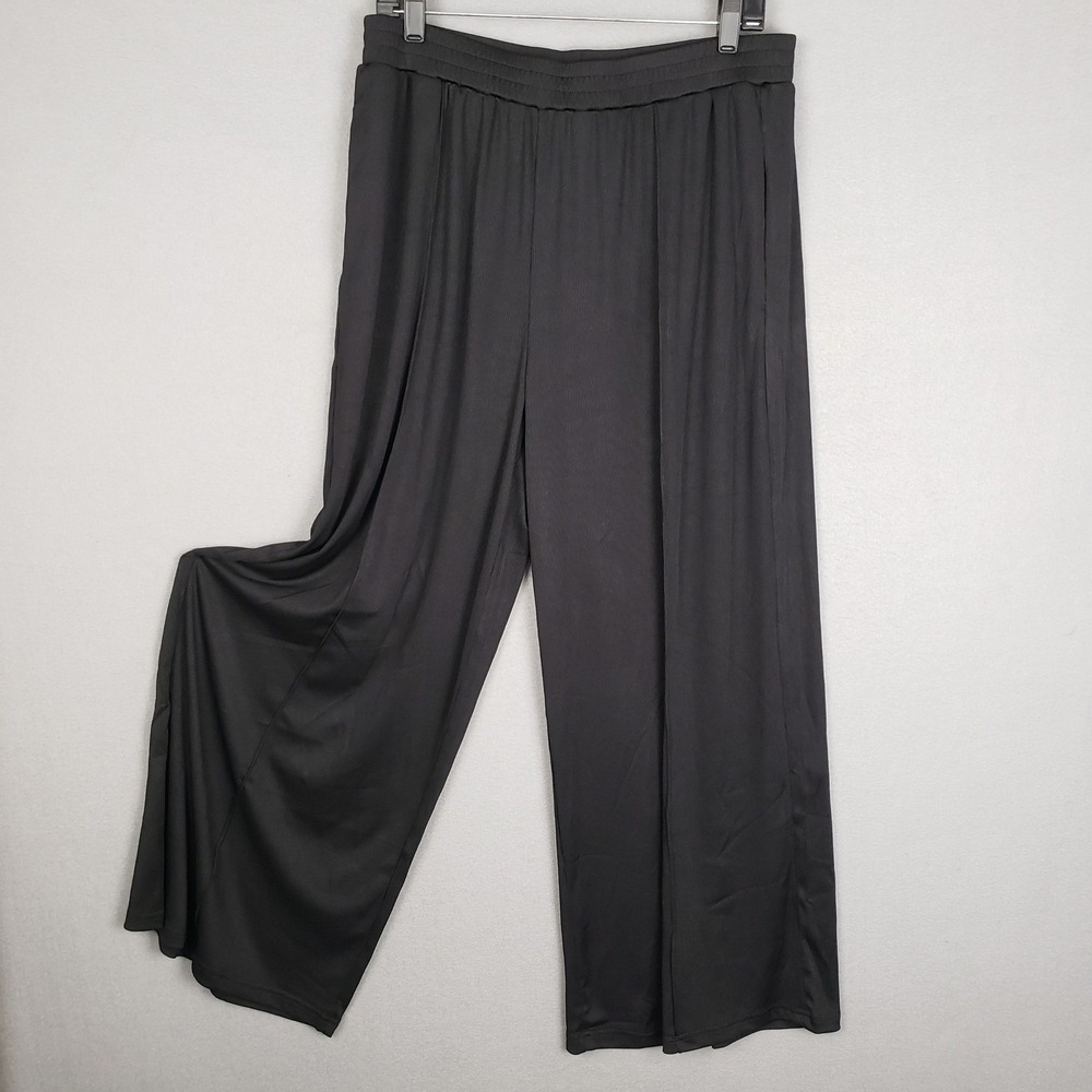Yozy Size XXL‎ Wide Leg Pull On Pants Black Pleated Office Work Comfort Casual